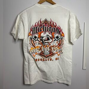 Michigan Hot Rod Y2K White Graphic T-Shirt Thrashed